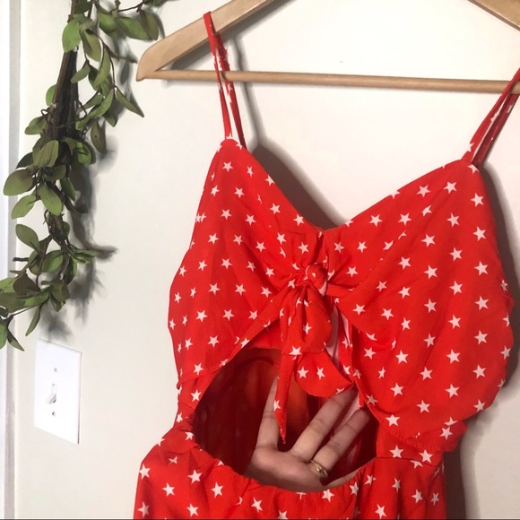 ❎SOLD NWOT Shein Red Bow Dress Knotted Front Stars - Picture 8 of 8